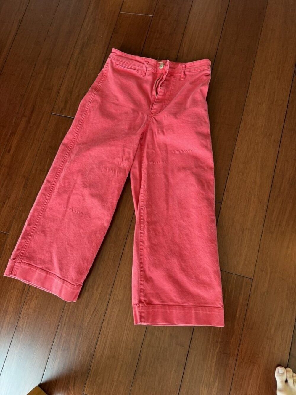 Madewell Emmett Wide Leg Crop Pants Coral Sz 28 - Picture 4 of 7